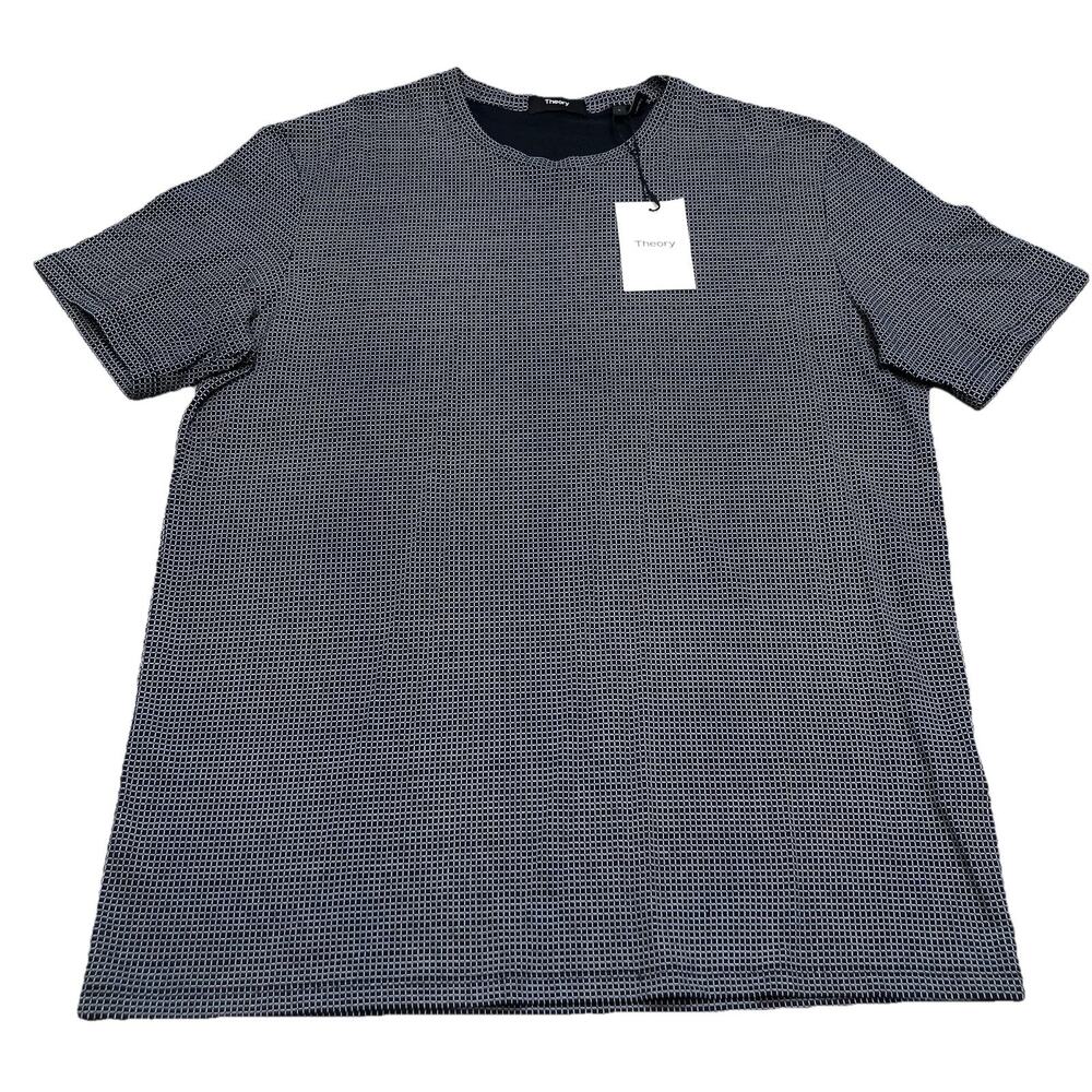 Theory Clean Tee Eclipse White L Mini Cube Knit 100% Pima Cotton MSRP 85$